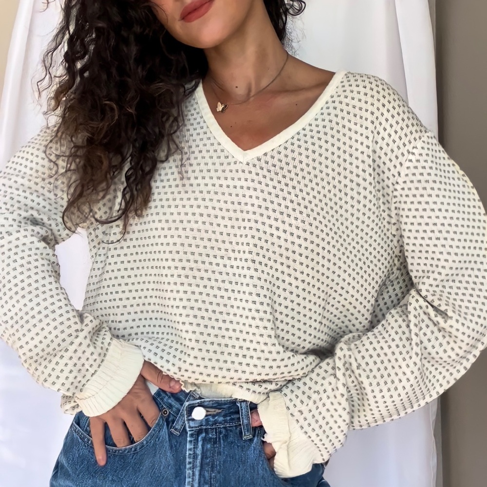 Adolfo Vintage Knit Acrylic V-Neck Pullover Tennis Sweater